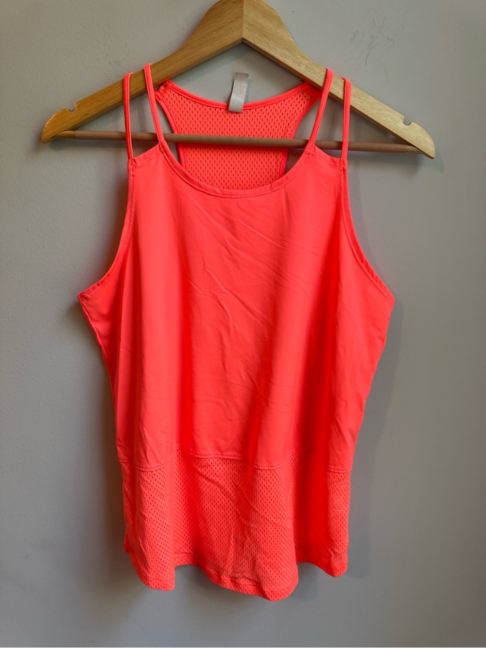 Under Armour Neon Coral Double-Strap Mesh-Back Tank Athletic Athlete